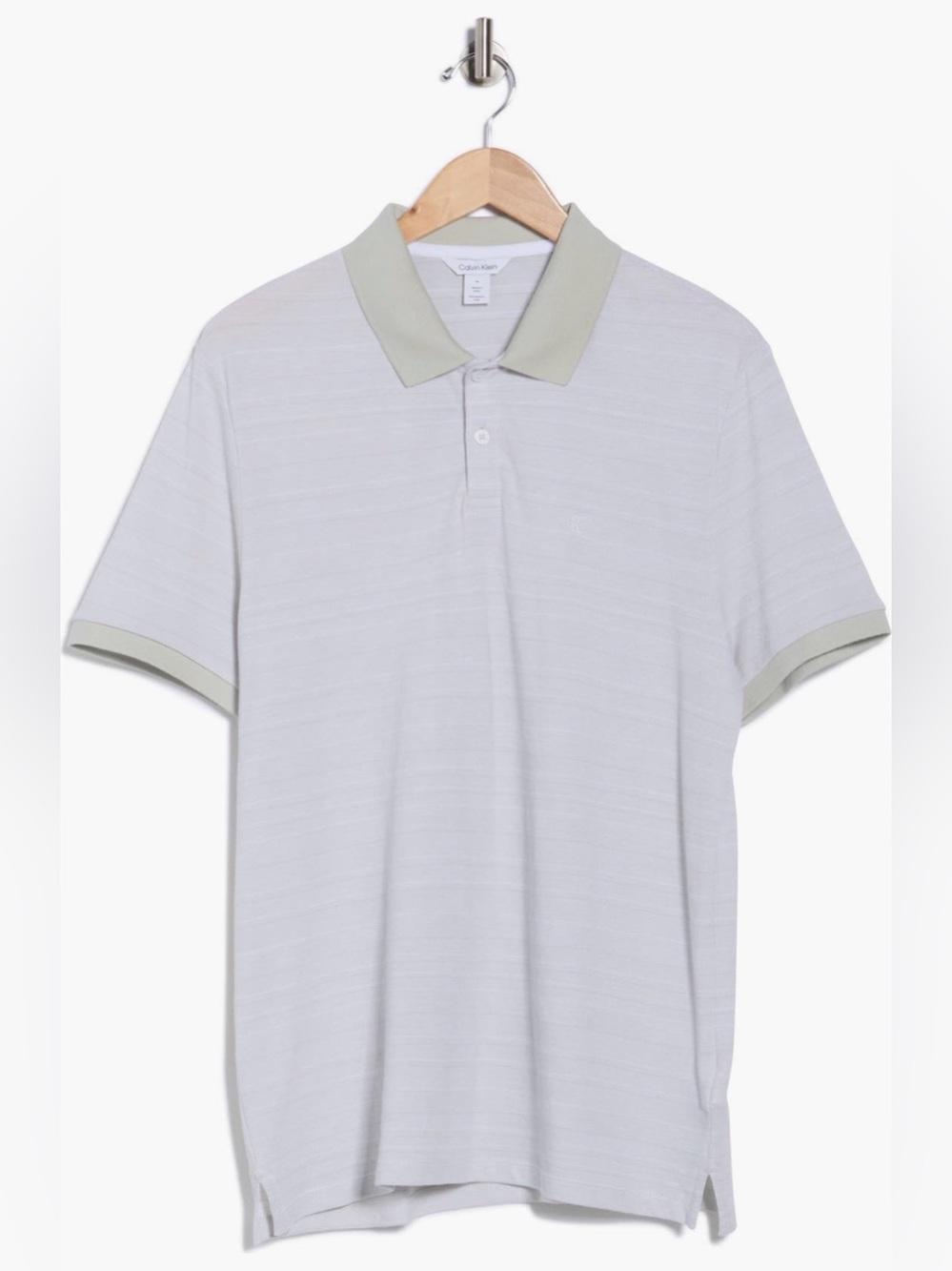 NWT Calvin Klein Men’s Stripe Jacquard Knit Polo - XL - Bright White Reg $75